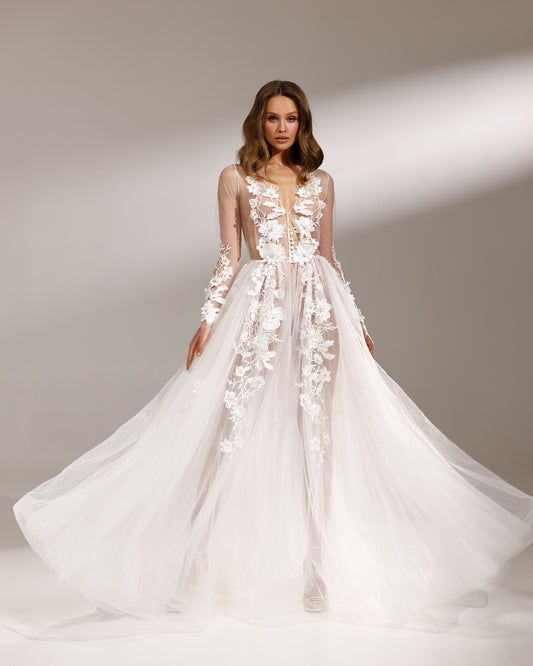 Elegant Lace Tulle Wedding Dress - Luxury Bridal Robe