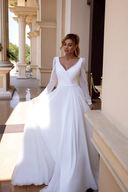 Romantic Chiffon Wedding Gown - Shine on Your Big Day