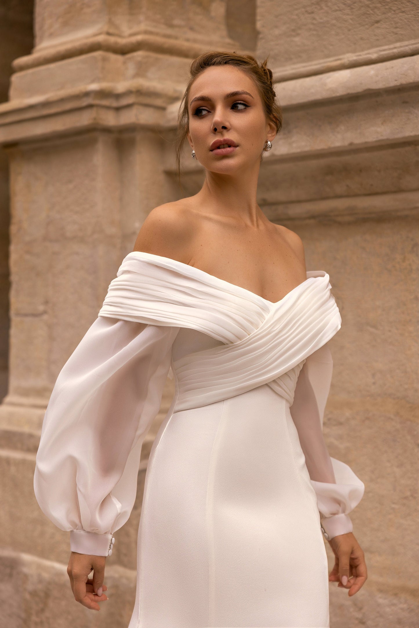 Open Shoulders Bridal Gown - Dreamy and Ethereal Bridal Look