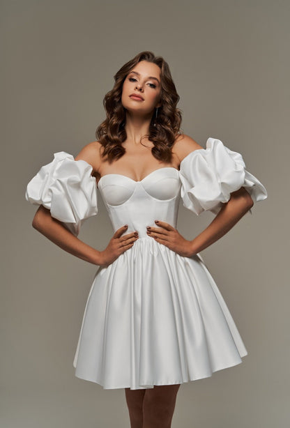 Short Puff Sleeve Wedding Dress