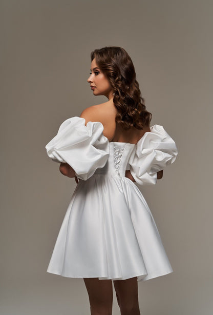 Short Puff Sleeve Wedding Dress