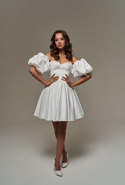 Short Puff Sleeve Wedding Dress