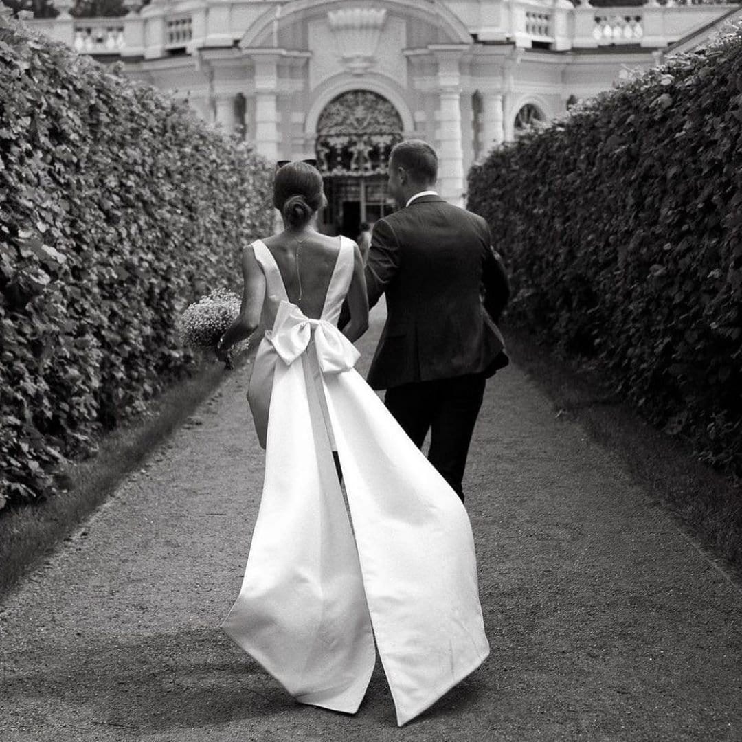 Minimalist Wedding Dress with Bow