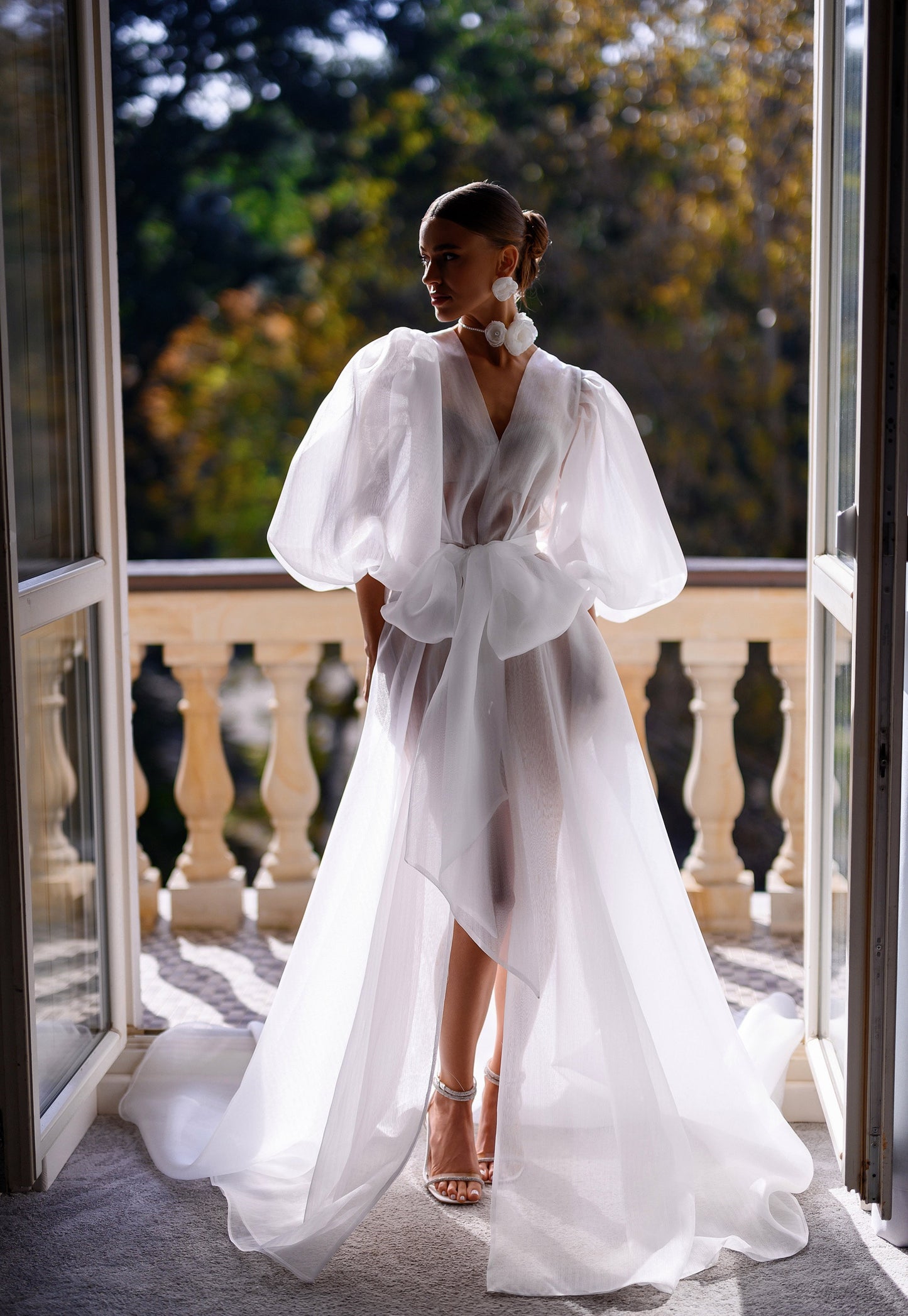 Chic Organza Bow Bridal Robe – Light, Airy, and Perfectly